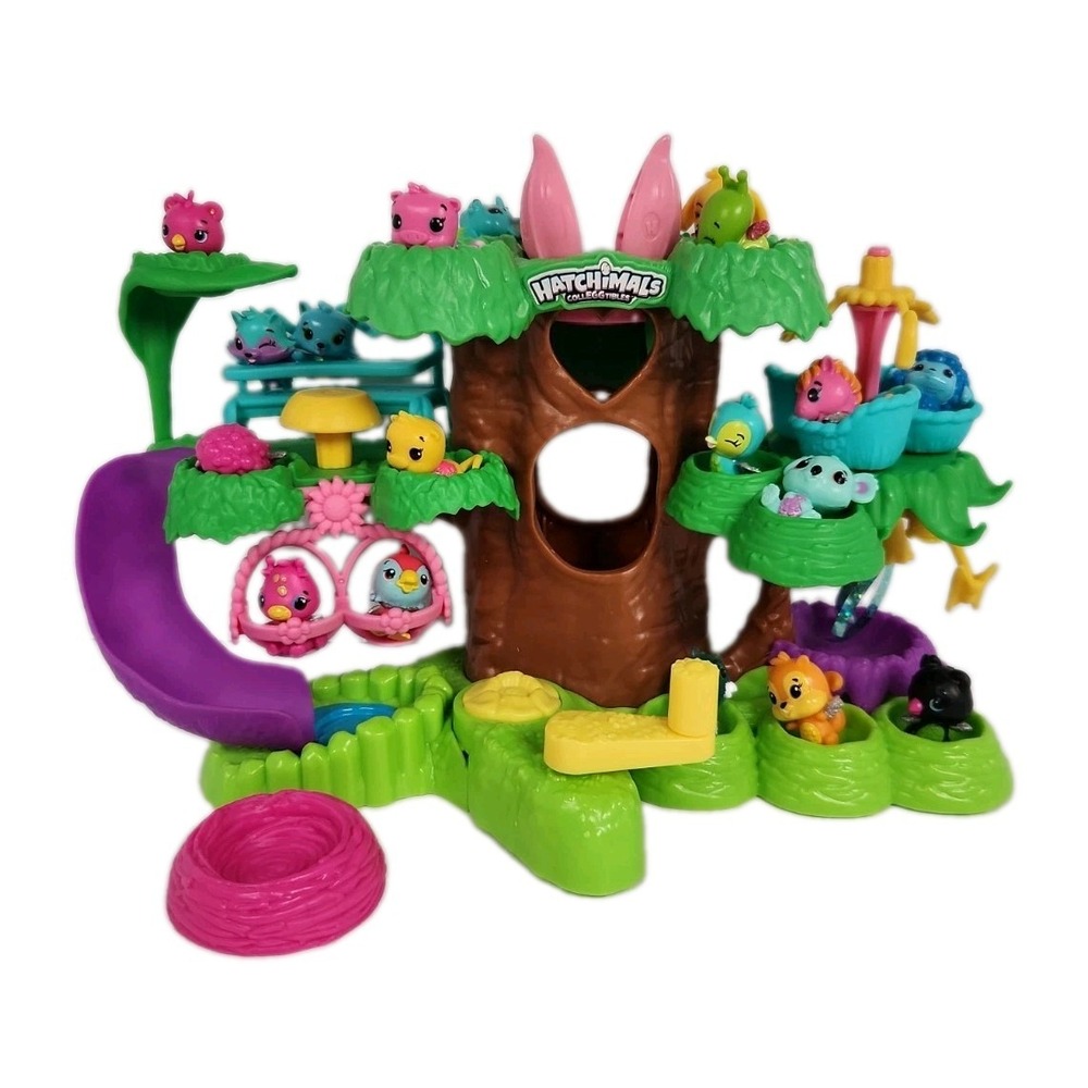 Hatchimals CollEGGtibles Hatchery Nursery Playset Lot Treehouse W/ 18 Figures